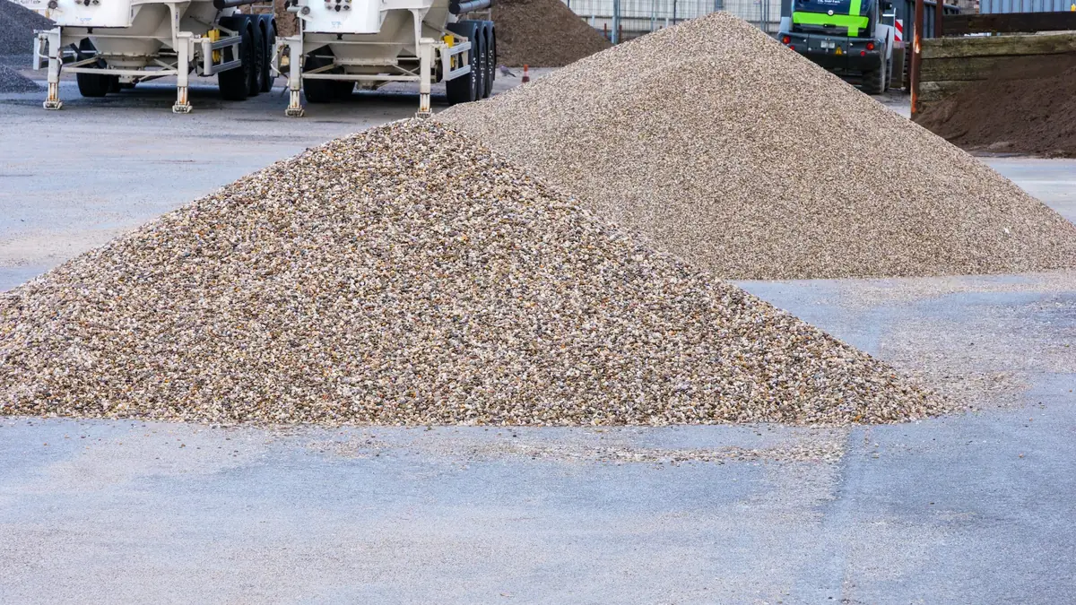Stockpile of graded road base aggregate ready for loading