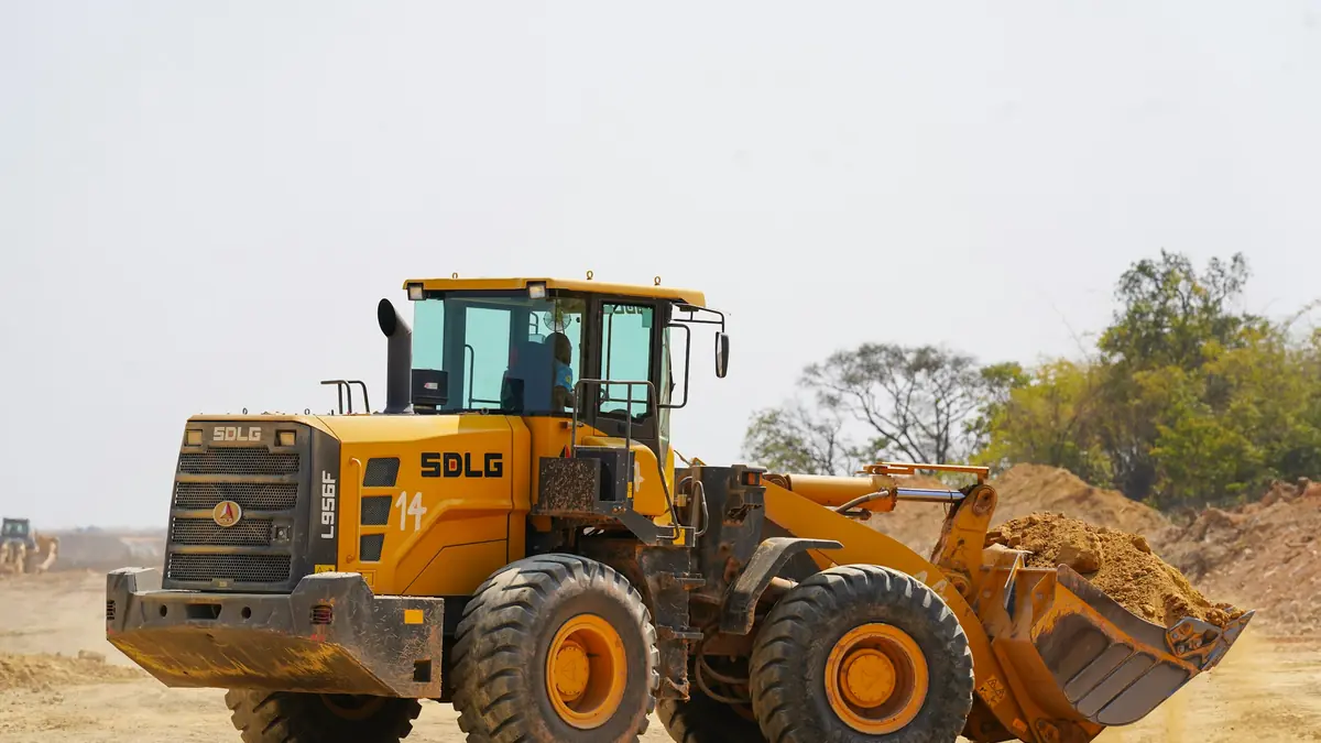 Wheel loader working on a sand and earthworks site